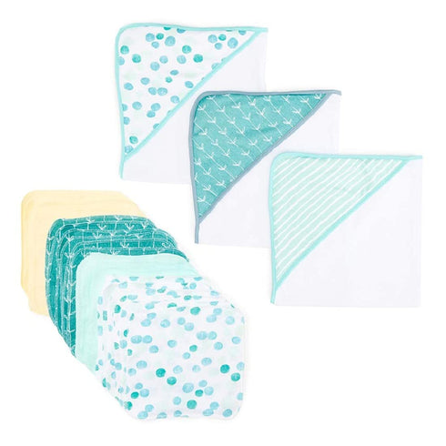 Spasilk Bath Hooded Towels & Washcloths Set for Babies, 23-Piece Gift Set,