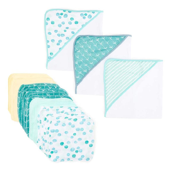 Spasilk Bath Hooded Towels & Washcloths Set for Babies, 23-Piece Gift Set,