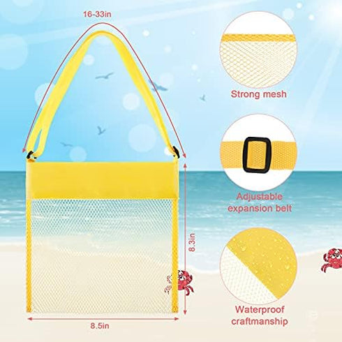 Frienda 15 Pack Mesh Beach Tote Bag, Seashell Bags, Bag Toys Organizer for Holding Beach Children' Toys Market