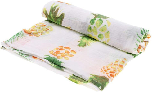 Muslin Swaddle Square Blankets, Baby Receiving Blanket Wrap, Swaddle Towel for Girl Shower Gift - Big Pineapple