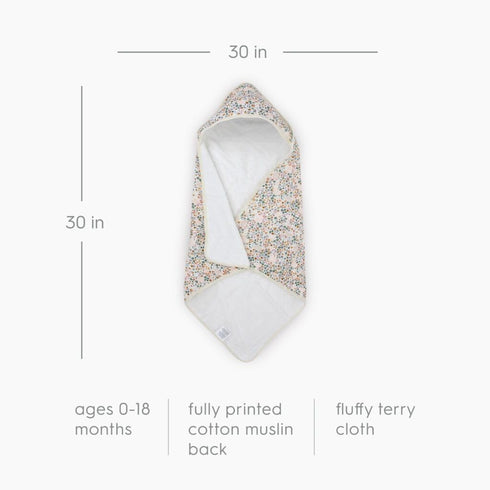 Little Unicorn Soft Cotton Hooded Bath Towel for Infants - Pressed Petals Design