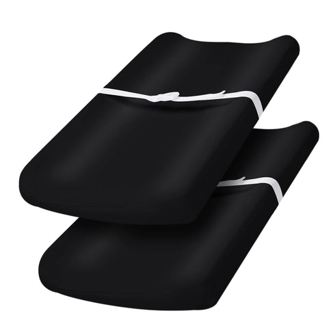 PHF Baby Changing Pad Covers for Boys Girls, 2 Pack Ultra Soft Microfiber Sheets for Most Changing Pads, Black & Black