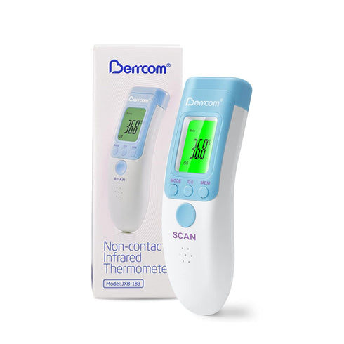 Berrcom Forehead Thermometer for Adults and Kids, Non-Contact Infrared Digital Thermometers for Fever, Room, Object,