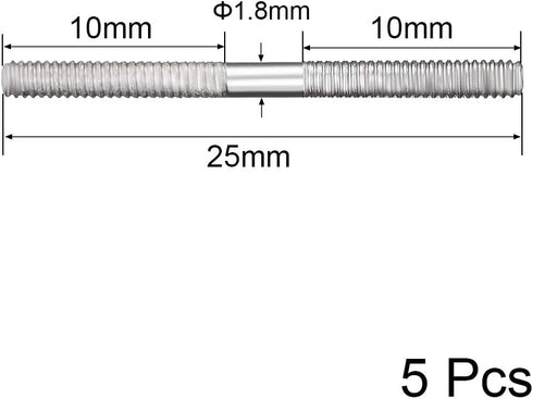 uxcell M2x25mm Pushrod Connector Stainless Steel Rod Linkage,for RC Boat,Car,Airplane,Helicopter,5pcs