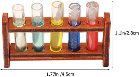 Furniture 1 Set Dollhouse Toy Doll House Furniture Miniature Test Tube Model Mini Test Tubes Science Tube Rack Mini Props Small House Accessories ate Household Glass Shelf Ob11
