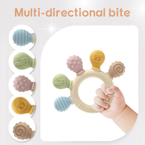 Set, 3-24 Baby Teether and Rattle Toy BPA-Free, Food-Grade Silicone, Easy-Grip Teething Rattle for Babies, Soothing