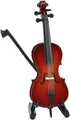 Dselvgvu Wooden Miniature Cello with Stand, Bow, and Case, Mini Musical Instrument Dollhouse Model Home Decoration