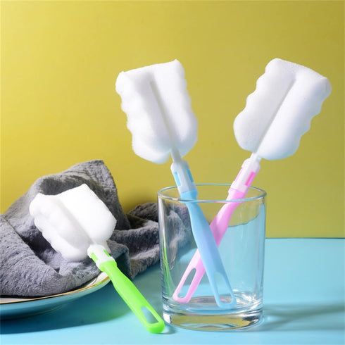 3PCS Bottle Brush, Long Sponge Bottle Cleaning Brushes, Baby Bottle Cleaner Brush, Nipple Brush, Blue, Green, Pink