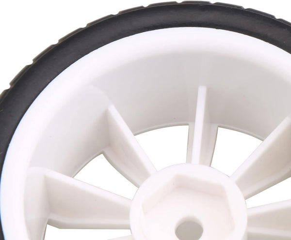 Mxfans 12mm Hex White Plastic 10-Spoke Wheel Rims & Black Fish Pattern Rubber Tires for RC 1:10 Racing Car
