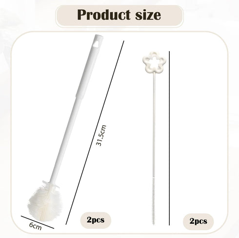 Nievajio 2 Pieces Flexible Silicone Bottle Brush with Long Handle, Long Handle Water Bottle Brush Cleaner, for Narrow
