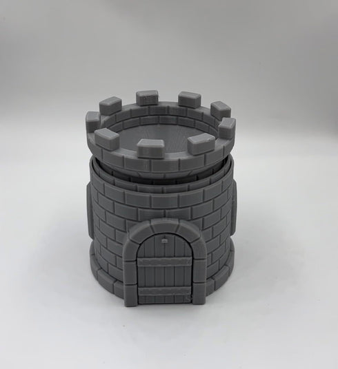 HAUTICO Collapsing Dice Tower and Little Town Houses Scene - Terrain Scenery for 20-28mm Miniatures Wargame, D&D Table