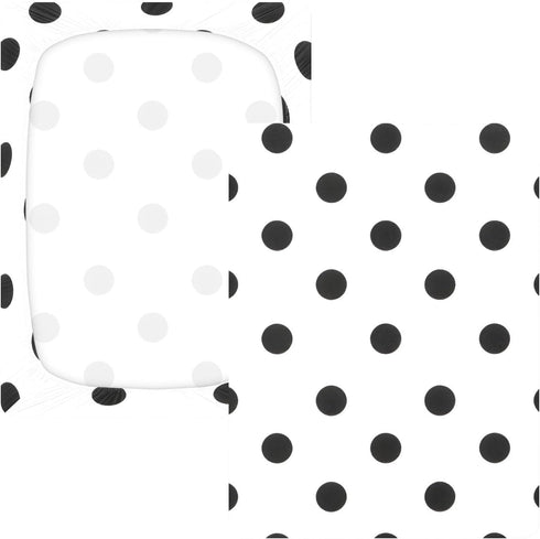 CZXW 52" 28" Polka Dots Black White Crib Sheets Fitted x Natural Cotton Soft & Breathable for Baby Crib Mattress
