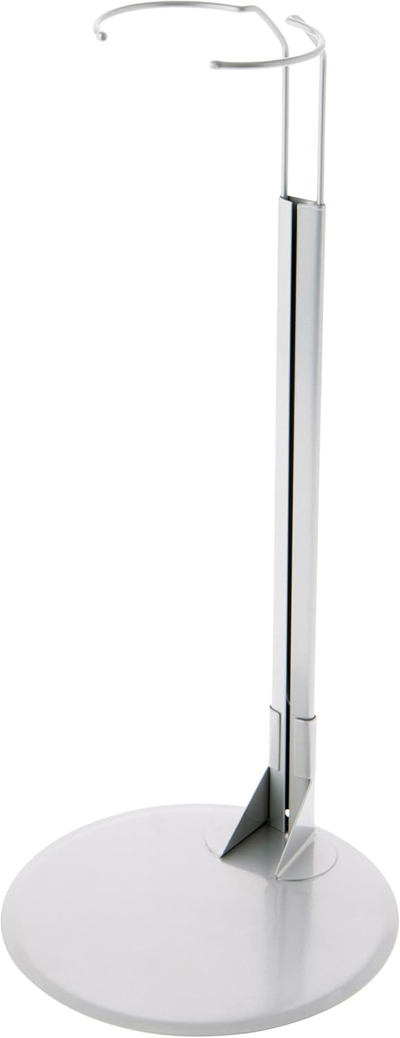 Plymor DSP-15S Silver Adjustable Doll Stand, fits 25 to 34 inch Dolls, Waist 3.75 to 5 inches Wide, 11 to 13 inches