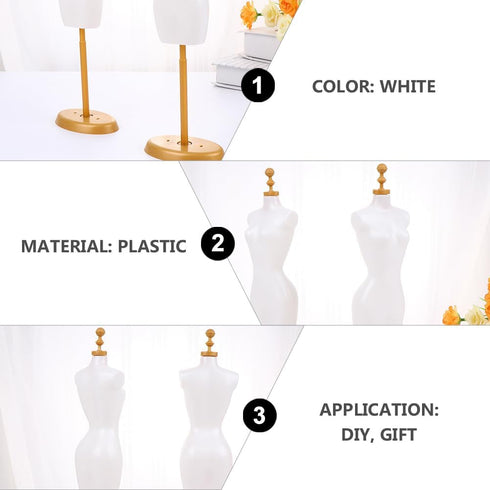 EXCEART 20 Pcs Model Stand Dress Form Mannequin Doll Holders, White Plastic Clothing Display for Fashion Dolls