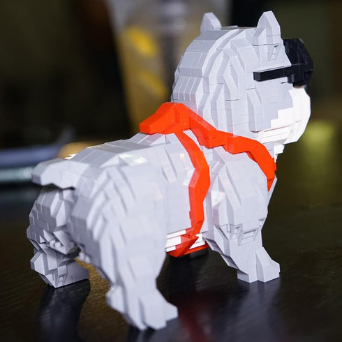 Myweyde Sets 998Pcs) Pitbull Building Blocks, Cool Gray Dog Micro Building Blocks, Mini Bricks Building Dog, Mini Dog