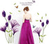 Removable Purple Lovely Lily Flowers Wall Stickers - DIY Flower Vines Art Quotes and Butterfly Decal for Home