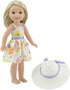 Emily Rose 14 Inch Doll Spring/Summer Chiffon Easter Dress with White Hat for American Girl