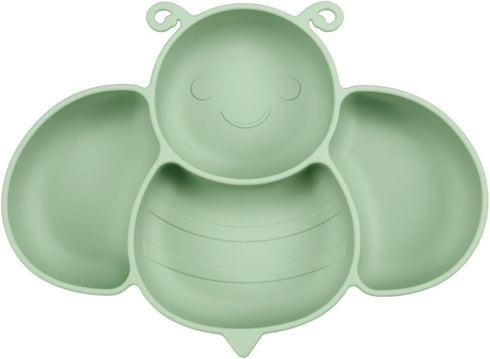 PandaEar 2 Pack Silicone Suction Plates for Baby, Divided Toddler Plate with 2 Spoons for Self Feeding (Crab & Bee -