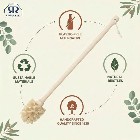13-3/4 Inch, REDECKER Bottle Brush Cleaner - Horsehair and Beechwood Handle for Vases, Pitchers, Mugs, and Baby