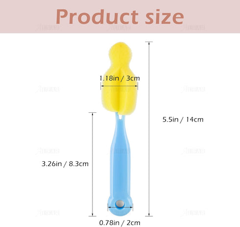 AUEAR Milk Bottle Nipple Brushes, Pacifier Sponge Cleaning Set for Bottles and Accessories (8 Pcs)