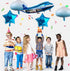 Happy Birthday Balloons 31inch Large Airplane Blue Party Decoration, 7Pcs