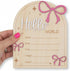 Hello World Baby Birth Stats Sign Wooden Keepsake with Pink Bow, Newborn Photo Prop, Nursery Decor, Baby Shower (Pink)