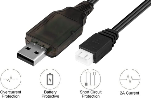 Aliwisdom XH3 7.4V 2S Universal RC Battery Charger Cable with Pin Connector Plug for Lipo Battery, Compatible RC Car/RC