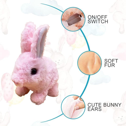 Bunny Toys Educational Interactive Toys, 2023 New Plush Stuffed Bunny Toy with Sounds, Hopping Rabbit (White)