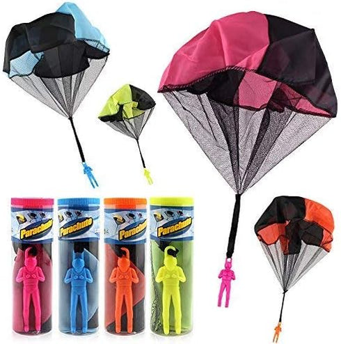 4PCS Set Tangle Parachute Figures - Hand Throw Soldiers Square Outdoor Flying Toys | No String