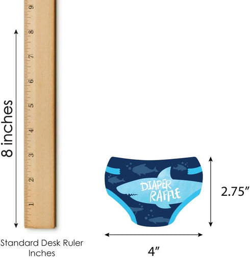 Set 24 Big Dot of Happiness Shark Zone - Diaper Shaped Raffle Ticket Inserts - Jawsome Shark Baby Shower Activities