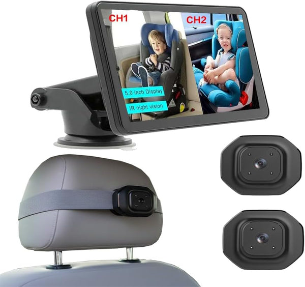 Generic Car Baby monitorrBaby Car Camera for 2 Kids - 5" Dual Channel