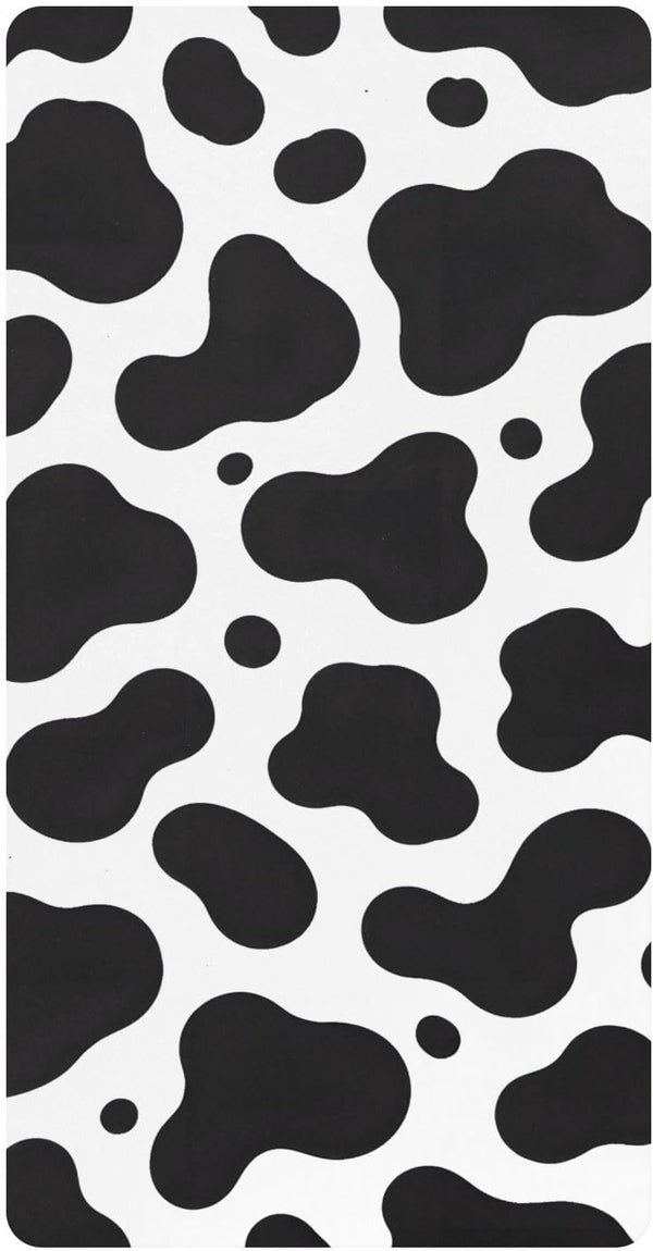 CZXW Cow Print Black White Crib Sheets Fitted 52" x 28" Natural Cotton