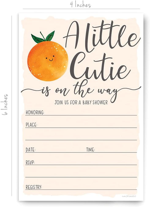 Little Cutie Baby Shower Invitations (20 Count) with Envelopes - Gender Neutral or Girl Shower