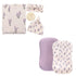 LifeTree Muslin Swaddle Blankets,Headband and Hat Set with Birth Announcement Card and