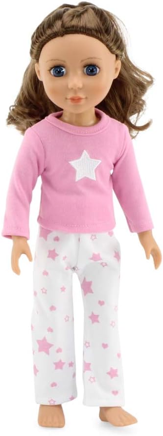 14 Inch Set Set, Emily Rose Doll Bed with Matching Pajamas | Includes Wooden Bed, Bedding and PJs | Doll Furniture