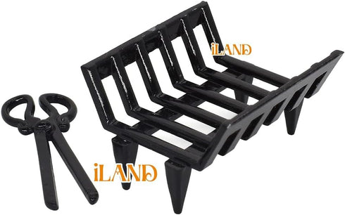 1/12 4pcs) iLAND Dollhouse Furniture and Accessories of Dollhouse Fireplace on Scale w/Fire Light & Firewood Rack