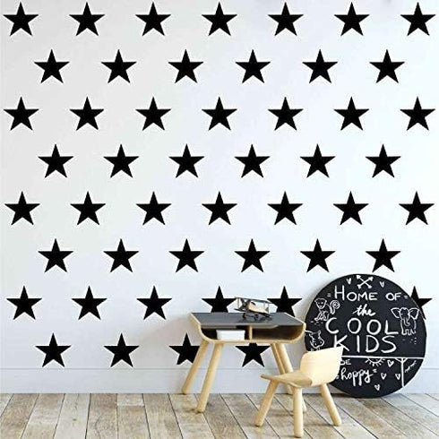 48pcs/Set Stars Vinyl Wall Decor Stickers - DIY White Star Wall Decals for Kids Nursery Room Decor