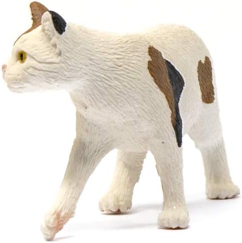 Schleich Farm World, Realistic Cat Animal Toys for Kids, American Shorthair Cat Toy, Brown and White, Ages 3+