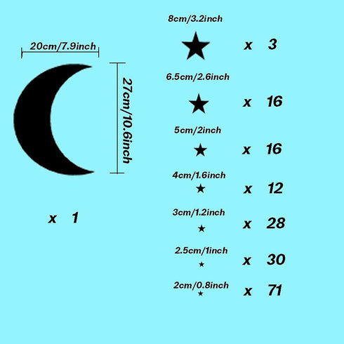 Moon and Stars Wall Decal Vinyl Sticker, Removable Children Kids Art DIY Sticker Mural for Boy Girls Baby Room