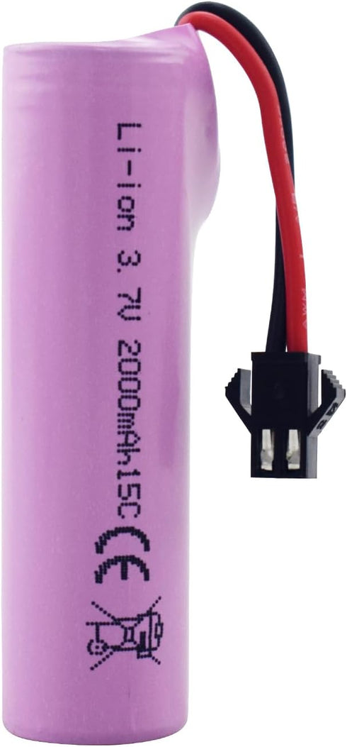 3PCS 3.7V 2000mAh SM-2P Plug Lithium Battery with USB Charging Cable for Off-Road Vehicle Truck RC Toys