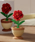 Sacblirr Red Roses Mini Flower Bonsai DIY Potted Plant Building Blocks Flower Seasons Rhythm for Kids and Adults