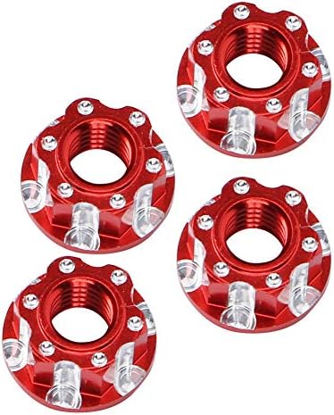 VGEBY 4pcs RC Hex Nuts, M4 Carving Hexagonal Nuts Aluminum Alloy for D3 D4 1/10 RC Car (Red)