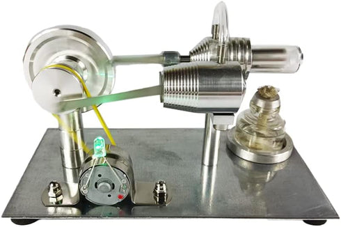 Qing Shuang Stirling Engine Steam Engine Physics Experiment, Educational Toy Generator with Colorful LED