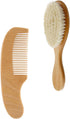 ERINGOGO Bath Comb and Head Massage Brush Set for Newborns, Natural Wool