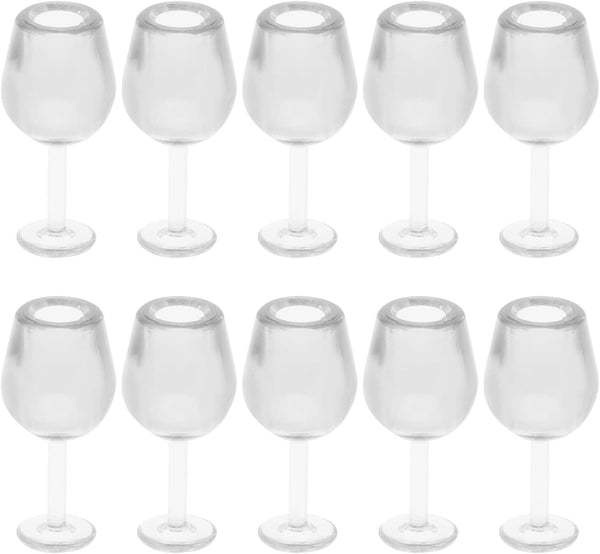 Toddmomy Mini Wine Glasses - 10Pcs Miniature Dollhouse Wine Glasses, 1:12 Kitchen Toys