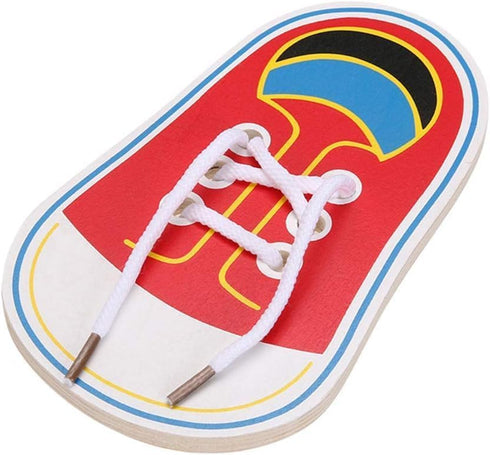 Wooden Shoe Tying Practice Kit, Threading Lacing Shoes Training Board for Early Learning, Decorative Accessories