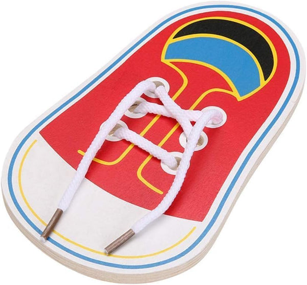 Wooden Shoe Tying Practice Kit, Threading Lacing Shoes Training Board for Early Learning, Decorative Accessories