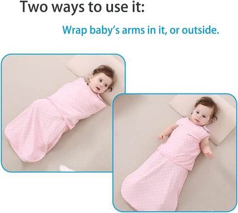 Swaddle Sack for Baby, 3-Ways Adjustable Cotton Sleeping Bag for Newborn Boys and Girls (Pink, 6-12 Months)