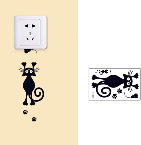 Removable Switch Sticker, 5 Pcs Cute Cartoon Black Cats Wall Sticker, Light Switch Decor for Home