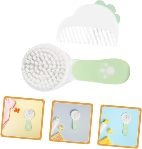HAKIDZEL Set 2-Piece Hair Brush and Comb Soft Bristles Grooming Kit for Newborns and Toddlers for Cap Care and Registry